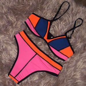 Multi color neon swim suit